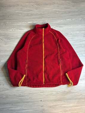 Vintage tsunami Red Fleece Jacket Full Zip Yellow Trim